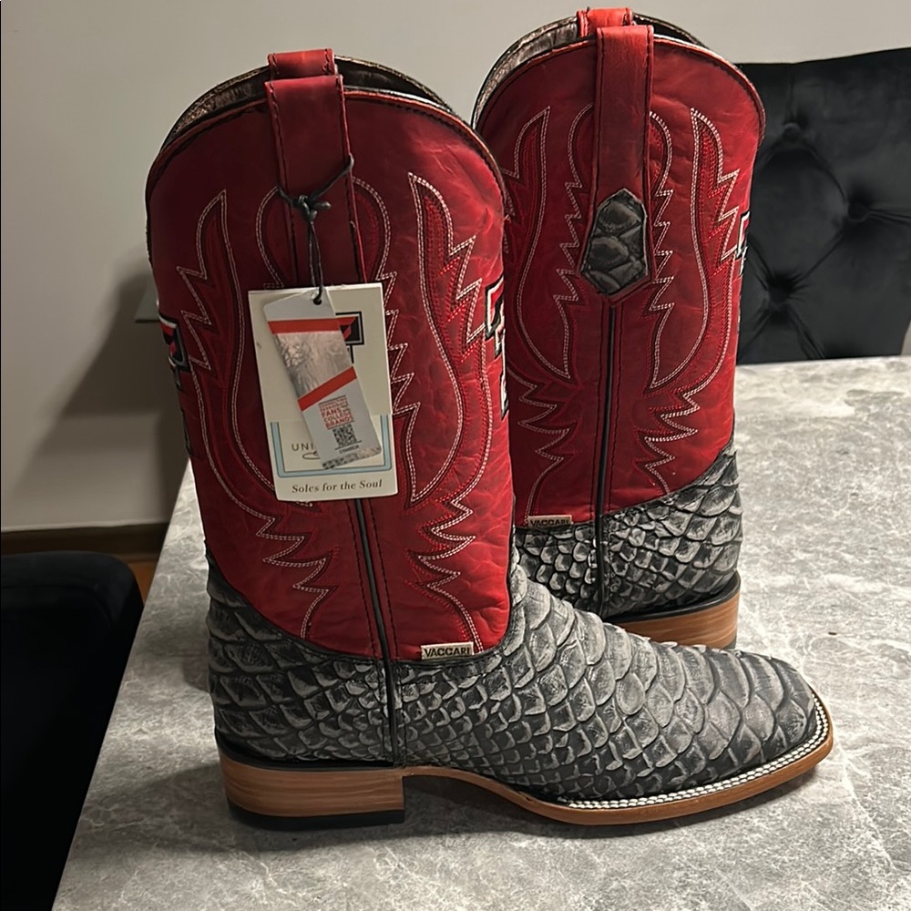 Red and Gray Western Boots